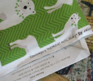 Nordic Holiday Fabric 100% Cotton By the Yard Polar Fox Deer Bear Rabbit - Picture 1 of 2