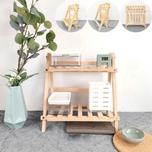 2 Layer Wooden Storage Shelf Folding Desktop Storage Shelf Stationary Shelf - Bild 1 von 10