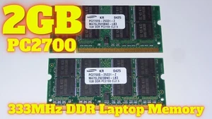 SAMSUNG 2GB 2X1GB DDR PC2700S CL2.5 SODIMM 333MHz LAPTOP MEMORY M470L2923BN0-CB3 - Picture 1 of 2