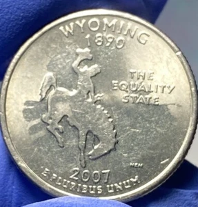 2007 P Wyoming Quarter STRUCK THROUGH GREASE on both sides #ST2 - Picture 1 of 12