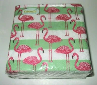 40 servilletas de papel Flamingo Stripe bebida cóctel ~ 3 capas - Rosanne Beck Foto 1 de 2