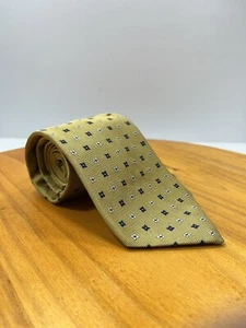 Brooks Brothers 346 Solid Gold With Blue And White Flowers Men’s Silk Neck Tie - Picture 1 of 5