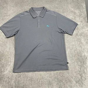 Tommy Bahama Polo Shirt Mens Large Gray Pima Cotton Blend Pique Island Zone - Picture 1 of 9