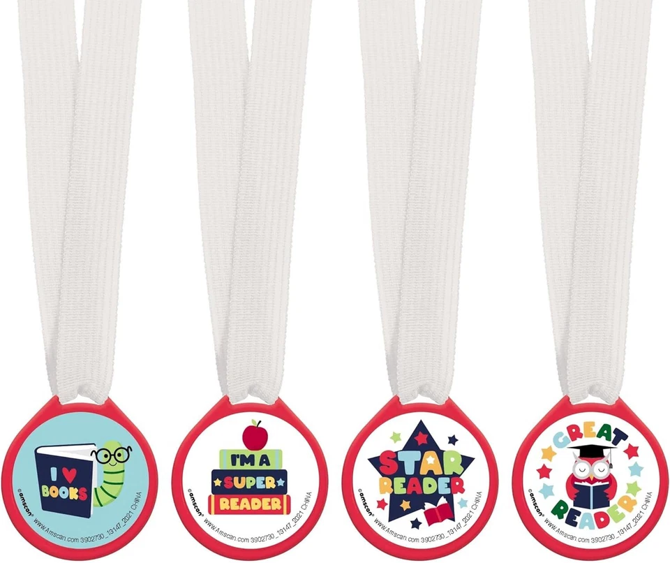 Medallas de premio de plástico Celebra Reading Reading Across America Theme Party Favor Foto 1 de 1