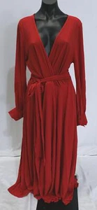 Meghan Fabulous Women's Lilypad Long Sleeve V-Neck Maxi Dress BE5 Cherry Size XL - Picture 1 of 9