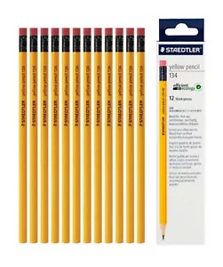 Lápiz amarillo STAEDTLER 134 - 2B con punta de borrador (1 docena, 12 piezas) forma hexagonal - Imagen 1 de 5