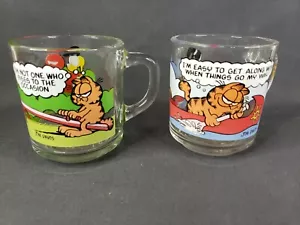 McDonalds Garfield Tassen/Becher 1978 Glas 2er Set ~ siehe Zustand Garfield-Odie - Bild 1 von 8