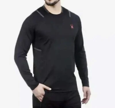 Spyder Active Men’s Lightweight Long Sleeve Crew Neck Pullover Black Size M NWT - Image 1 of 4