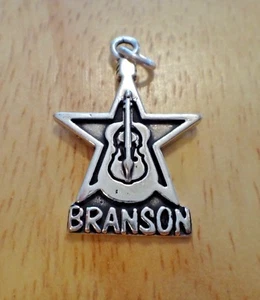 Sterling Silver 27x19mm Star & Guitar that says Branson Charm Missouri - Picture 1 of 3