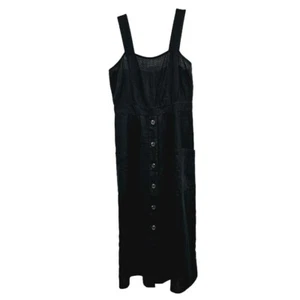 Vestido Vince Camuto 100% Lino Midi XS Negro Botón Frontal Parche Bolsillo Correa Ancha - Imagen 1 de 10