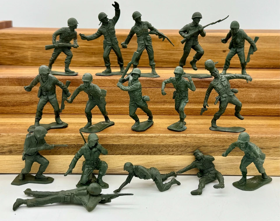 复古 20 世纪 60 年代马克思二战战战场美国特种部队 16 件(深绿色)VGC-GC-罕见 — 第 1/4 张图片