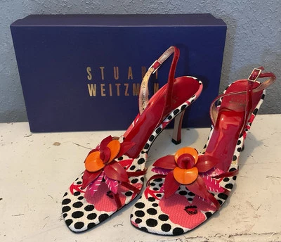 Stuart Weitzman Women's Hot Pink Glam Floral Heel Pump Shoes 9 1/2 N - Image 1 of 4