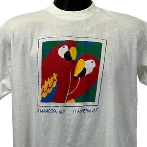 Vintage St Maarten NA St Martin AF T Shirt Mens M Medium White Travel Tourist - Picture 1 of 10