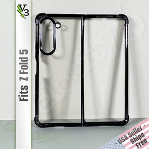 Case for Galaxy Z Fold 5 - Clear + Glossy Black Frame | 2-Piece Screenless Cover - Photo 1 sur 13