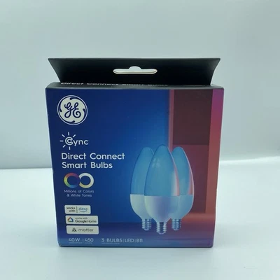 GE CYNC Smart Color Change Bulbs WiFi Compatible w Alexa & Google 40W B11 - Image 1 of 4