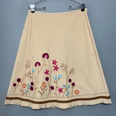 Falda J Jill Talla 6 Tostada Talla 10 Pequeña Floral Bordada Terciopelo Suave Y2K Boho Foto 1 de 4