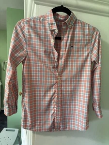Vineyard Vines Long Sleeved Boys Shirt 8/10 Pink Plaid - Picture 1 of 4