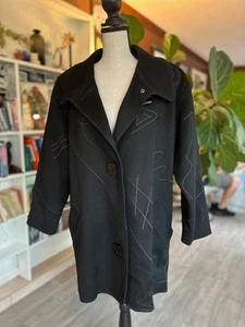 Vintage 80s Marylou Ozbolt Storer Fibreart Seattle Wool Jacket Coat P L oversize - Picture 1 of 8