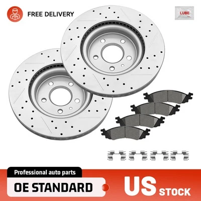 Front Drilled Brake Rotors & Ceramic Pads Set for 2010 2011 2012 Ford Taurus SHO Foto 1 de 4