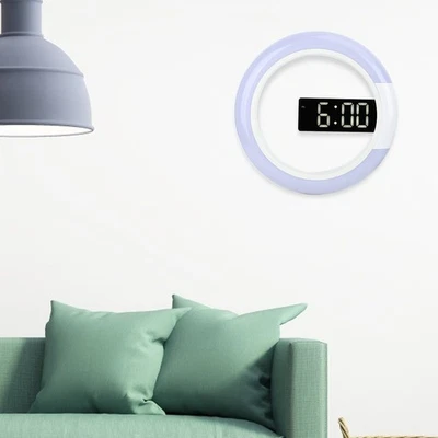 (White) Innovative LED Wall Clock With Alarm And Temperature Display For - Image 1 of 4
