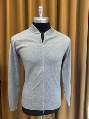 Chaqueta John Smedley Maclean Merino Cremallera - Plateada Grande, Hecha en Reino Unido Foto 1 de 4