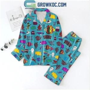 Phish Boy Man Blaze On Blue Design Polyester Pajamas Set - Picture 1 of 11