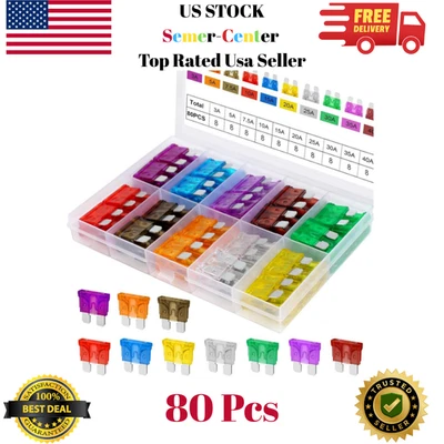 80Pcs Standard Fuse Kit, Upgraded Car Fuses Assortment Kit - Standard...  - Image 1 of 4