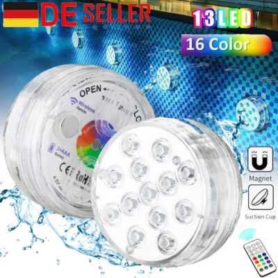 Unterwasser Licht 13 LED Poolbeleuchtung Magnetische RGB Licht mit Fernbedienung - Bild 1 von 4