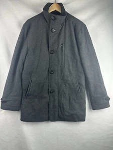 London Fog Wool Coat Charcoal Black Wool Blend Overcoat Men’s Size Small - Picture 1 of 8