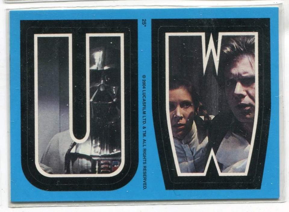 2004 Topps Star Wars Heritage Alphabet Sticker #25 U W Darth Vader Han Solo Leia - Image 1 of 1