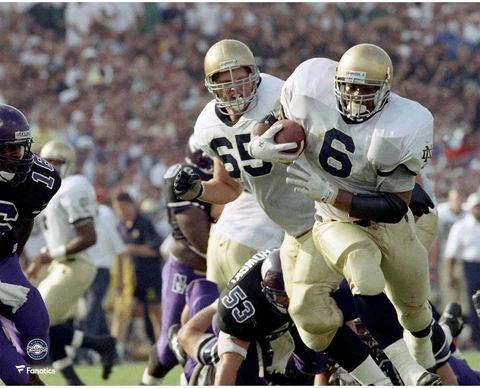 Jerome Bettis Notre Dame Fighting Irish Unsigned Running Photograph Cover