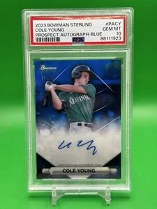 2023 Bowman Sterling Cole Young Blue Refractor /25 Auto #PA-CY Mariners PSA 10 - Picture 1 of 2