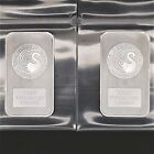 2 x 9999 Fine Silver 1 Oz - Perth Mint Kangaroo Minted Bullion Rectangle Bar