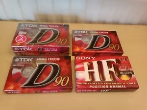 Nuevo sellado 5 cintas de casete total. 4 X TDK D90, 1x Sony HF - Imagen 1 de 9