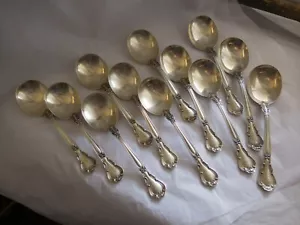 GORHAM CHANTILLY 1895 SET 12 STERLING SILVER GUMBO SPOONS 6 3/4" OLD MARKS "P" - Picture 1 of 8