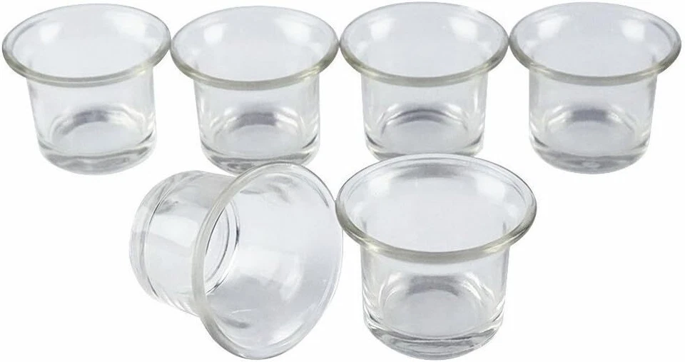 Clear Chunky Glass Lip Votive Candle Holders Tealight Cups for Wedding 6