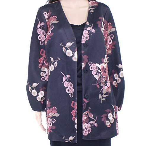 Blazer negro sin cuello floral Alfani para mujer talla M precio de venta sugerido por el fabricante $94 Foto 1 de 2