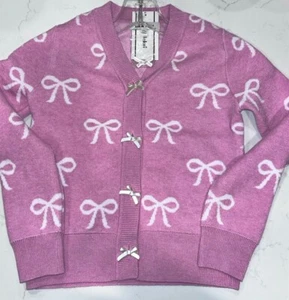 1-NWT NIK & LEKSI BOW DESIGN KIDS LONG SLEEVES CARDIGAN SWEATER SIZE: XS - Picture 1 of 12