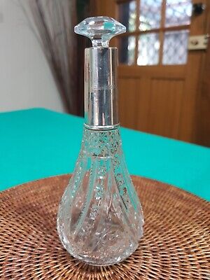 Antique Sterling Silver Cut Glass Perfume Scent Bottle  1913 - 1914 Birmingham  • 30$