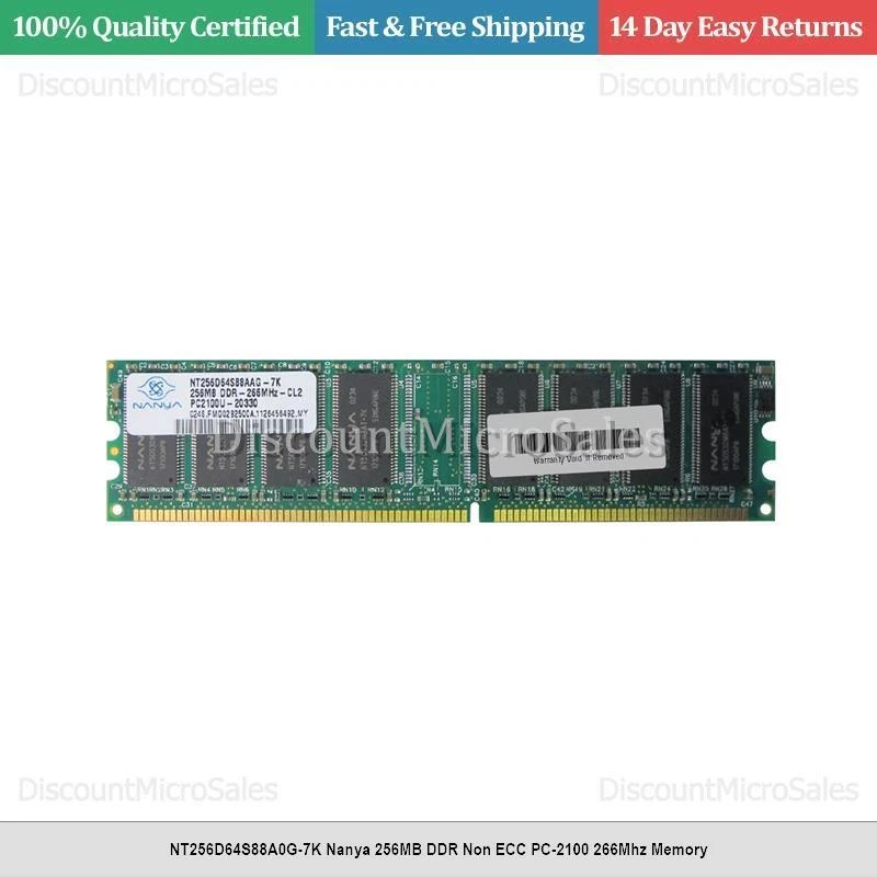 NT256D64S88A0G-7K Nanya 256MB DDR Non ECC PC-2100 266Mhz Memory - Image 1 of 1