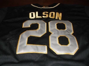 ATLANTA BRAVES MATT OLSEN STICHED NIKE JERSEY BLACK AND GOLD 2X LARGE 52 - Picture 1 of 5