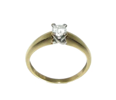 Femmes 18ct 18carat or Jaune Solitaire Diamant Fiançailles Anneau Taille L - Photo 1/4