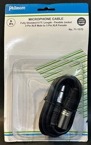 Microphone Cable Fully Shielded 6ft - 3 Pin XLR Male to 3 Pin XLR Female - Picture 1 of 1