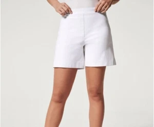 SPANX White 6" On-the-Go Stretch Ultimate Opacity Technology Cotton Twill Shorts - Picture 1 of 5