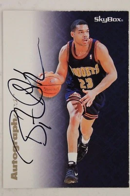 Tarjeta firmada con autógrafos SkyBox de Bryant Stith Denver Nuggets UVA 1996 17G Foto 1 de 3