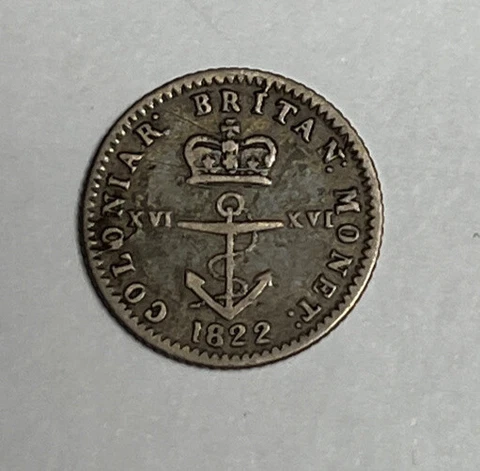 VF 1822 BRITISH WEST INDIES 1/16 Dollar KM #1 Silver Coin Cover
