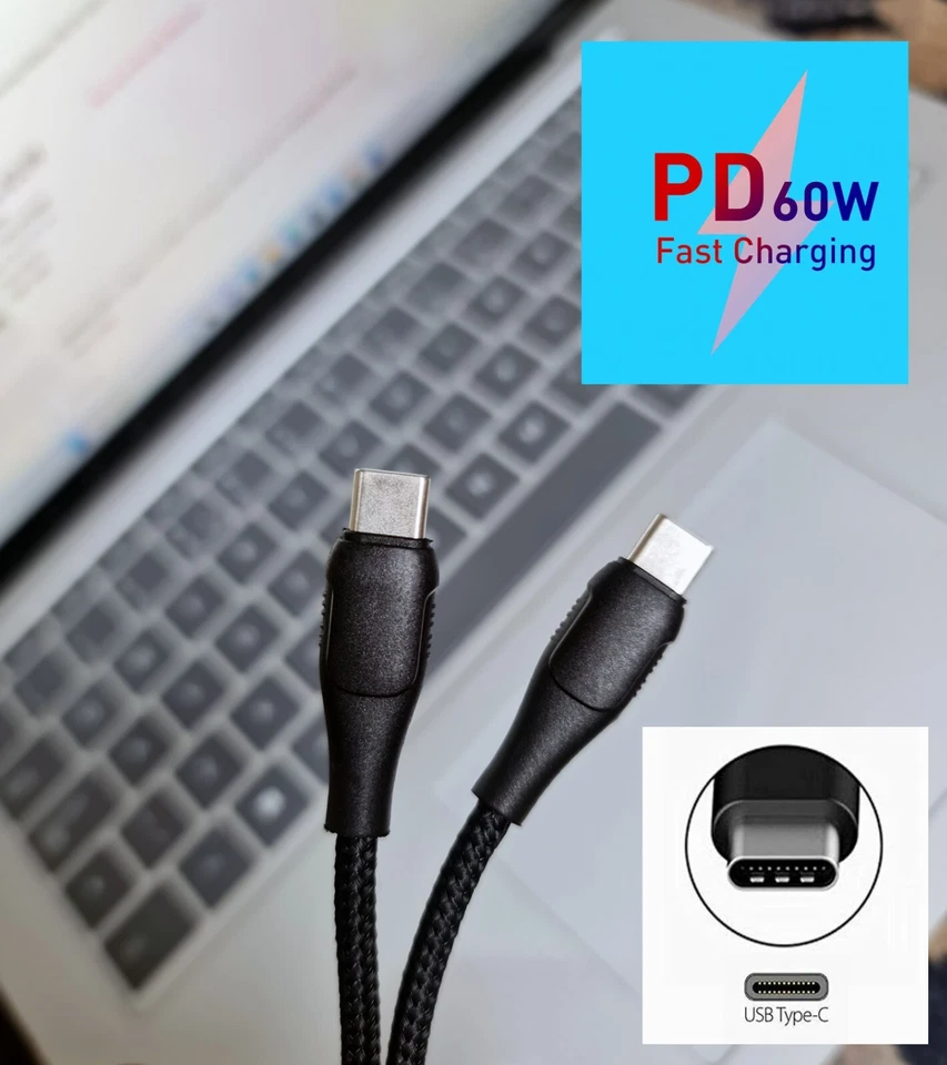 Fast Charger USB C To USB C PD 60W Dual Type C Charging Data Sync USB Cable C-C - Image 1 of 1