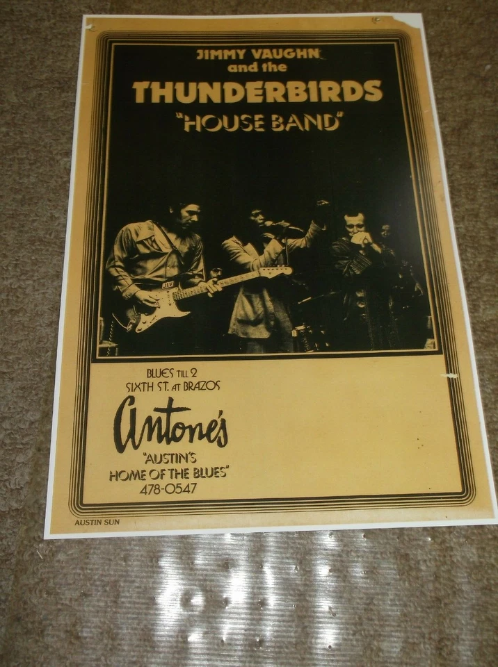 JIMMY VAUGHN & THUNDERBIRDS REPRODUCTION PROMO POSTER PRINT 13"BY19" ANTONES - Image 1 of 1