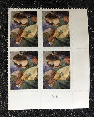 2010USA #4477 44c Angel With Lute Christmas - Plate Block of 4  mint - Image 1 of 3