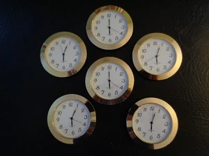 6-PAK 2-1/2" (65MM) Hi-Qual QUARZUHR Einsatz, Gold Lünette, Metallgehäuse, Arabisch - Bild 1 von 8